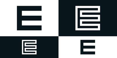 Abstract initial letter E logo design with square shape. Premium vector