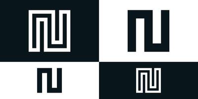Abstract initial letter N logo design with square shape. Premium vector