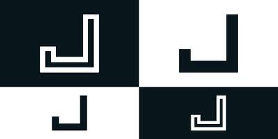 Abstract initial letter J logo design with square shape. Premium vector