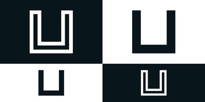 Abstract initial letter U logo design with square shape. Premium vector