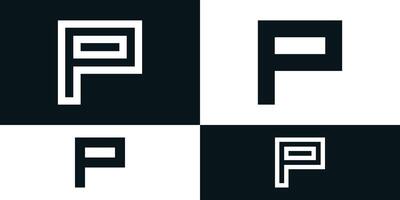 Abstract initial letter P logo design with square shape. Premium vector