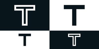 Abstract initial letter T logo design with square shape. Premium vector
