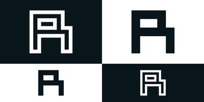 Abstract initial letter R logo design with square shape. Premium vector