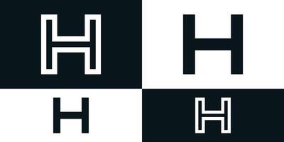 Abstract initial letter H logo design with square shape. Premium vector