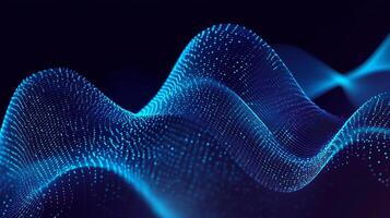 Abstract digital waves in blue tones representing data flow and connectivity. photo