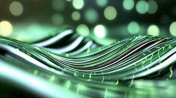 Abstract representation of flowing lines with green highlights and bokeh. photo