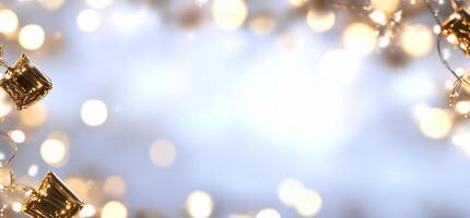 A soft-focus background with glowing lights and decorative elements. photo