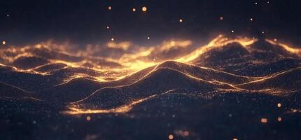 A mesmerizing abstract landscape with glowing waves of light. photo