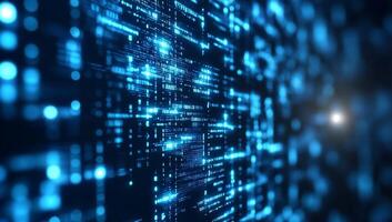 Abstract digital data visualization in blue tones. photo