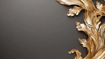 Ornate golden frame against a dark background for artistic display. photo