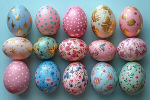 Easter eggs with floral designs photo