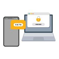 Two steps authentication. Verification code message on smartphone. Stroke Editable. EPS 10 vector