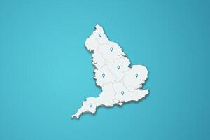 England 3D map illustration with province map pin on isolated background vector