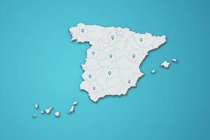 Spain 3D map illustration with province map pin on isolated background vector
