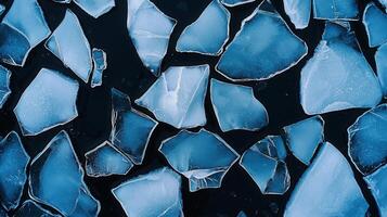 Abstract Blue Ice Fragments Texture Cold Winter Frozen Water Background photo
