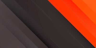 Abstract papercut 3D background with overlap orange shapes on dark brown color background. Trendy design with realistic shadow. vector