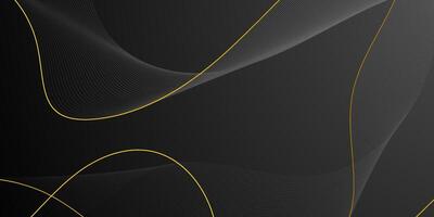 Abstract dark 3D background with gold lines pattern. Simple wave line element modern design vector