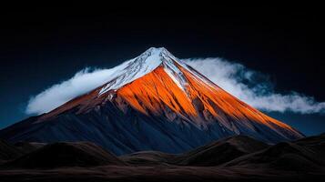 Majestic Volcanic Peak at Sunrise Dramatic Mountain Landscape with Clouds photo