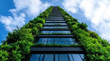 Modern Green Vertical Garden Building Exterior Eco Friendly Sustainable Architecture photo