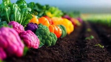 Vibrant Fresh Vegetables Growing in a Garden Row Colorful Farm Produce photo
