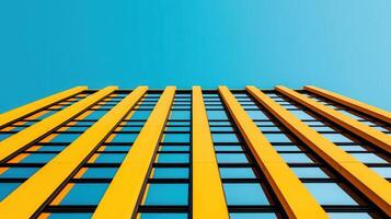 Modern Yellow Building Architecture Blue Sky Geometric Design Urban Structure photo