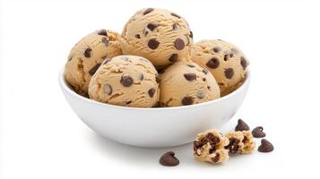 Delicious Creamy Chocolate Chip Ice Cream Scoops in Bowl photo