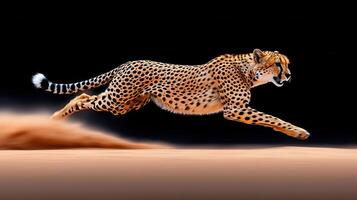 Cheetah Running Across Desert Sand Wildlife Action Shot Fast Big Cat photo