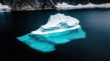 Majestic Iceberg Floating in Glacial Lake Arctic Landscape Photography photo