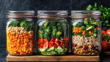 Healthy Layered Salad Jars Delicious Veggie Grain Meal Prep photo