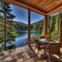 A natural lake side view photo