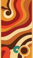 Retro 70s inspired design with vibrant and nostalgic pattern featuring curved stripes and a warm color palette. vector