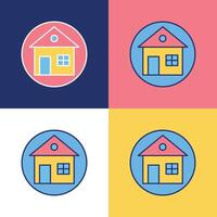 Four different colored houses icons in a square vector