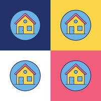 Four different colored houses in different shapes vector