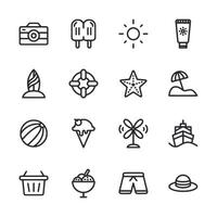 A collection of icons for beach and summer activities vector