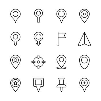 colección de íconos para un mapa solicitud vector