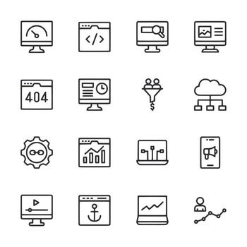 un conjunto de íconos para computadora monitores y dispositivos vector
