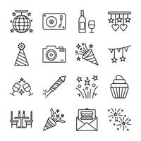 Collection of outline icons for a party vector