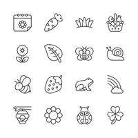 A set of 12 different icons of various animals and plants vector