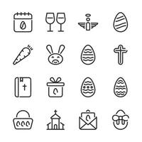 A set of Easter symbols including a cross, a bunny, a basket, and a wine glass vector