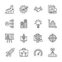 A set of icons that include a rocket, a globe, a computer monitor vector