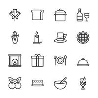 A set of icons for food and drink, including a bowl, a spoon, a fork, a knife vector