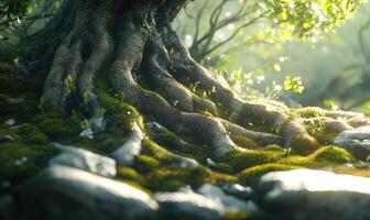 A tree with a large root system photo