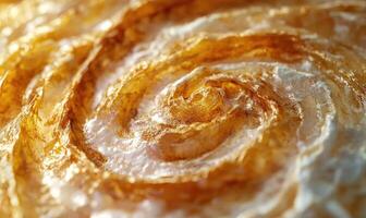 A swirl of a pastry with a brown and white color photo