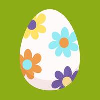 Easter egg with colorful floral pattern on pink background. vector