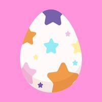 Easter egg with colorful star pattern on pink background. vector