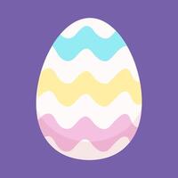 Cute easter egg with Decorated with colorful wave patterns. flat design illustration vector