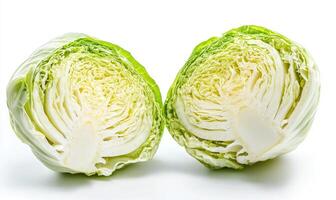 A large white cabbage is cut in half photo