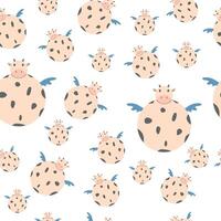 Flying Cow Pattern - Whimsical Spotted Cows with Wings Seamless Design vector