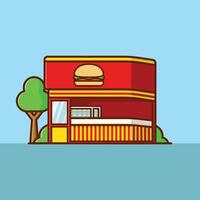 Simple Burger joint cartoon illustration Collection of Shop or stand or stall concept icon isolated vector