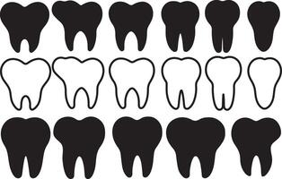 Tooth silhouette bundle icon design on white background vector